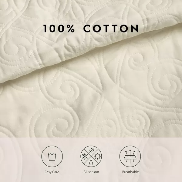 Laura Ashley Felicity Collection Quilt Set-100% Cotton, Reversible, All Season Bedding with Matching Sham, Pre-Washed for Added Softness, Queen, White