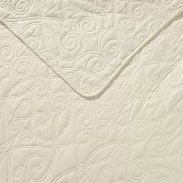 Laura Ashley Felicity Collection Quilt Set-100% Cotton, Reversible, All Season Bedding with Matching Sham, Pre-Washed for Added Softness, Queen, White