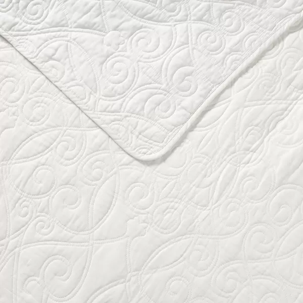 Laura Ashley Felicity Collection Quilt Set-100% Cotton, Reversible, All Season Bedding with Matching Sham, Pre-Washed for Added Softness, Queen, White