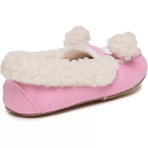 Laura Ashley Fleece Girls Moccasin Slippers, Indoor Outdoor Easy to Wear Home Shoes for Kids