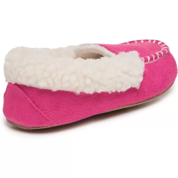 Laura Ashley Fleece Girls Moccasin Slippers, Indoor Outdoor Easy to Wear Home Shoes for Kids