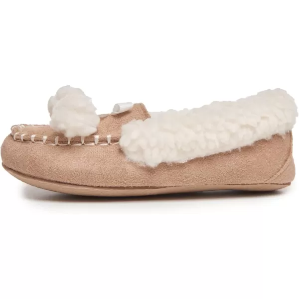 Laura Ashley Fleece Girls Moccasin Slippers, Indoor Outdoor Easy to Wear Home Shoes for Kids