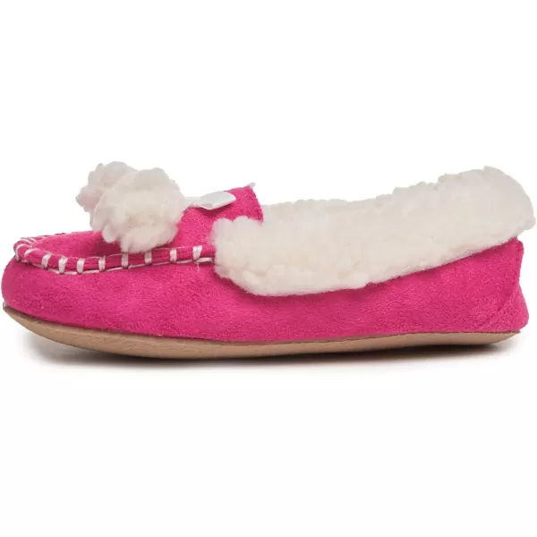 Laura Ashley Fleece Girls Moccasin Slippers, Indoor Outdoor Easy to Wear Home Shoes for Kids