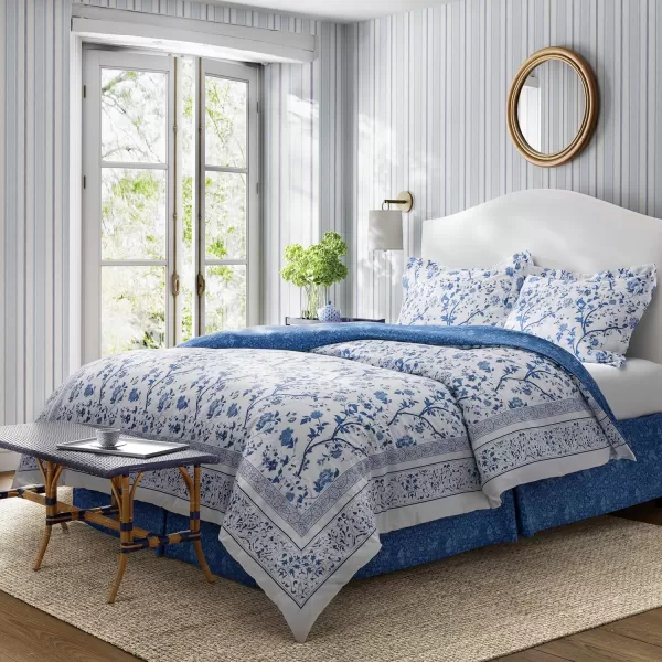 Laura Ashley - Full Comforter Set, Cotton Bedding with Matching Shams &amp; Bed Skirt, Stylish Home Decor 