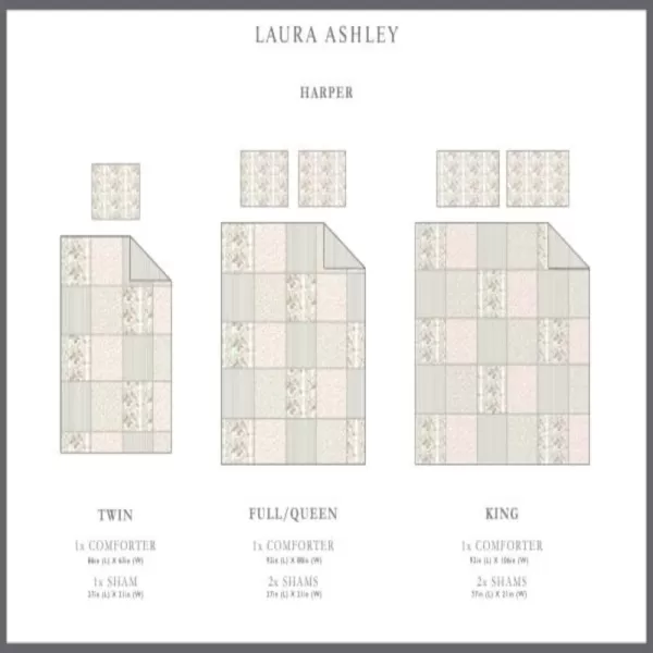 Laura Ashley - Full Comforter Set, Reversible Cotton Bedding with Matching Shams &amp; Bedskirt, Stylish Home Decor for All Seasons 