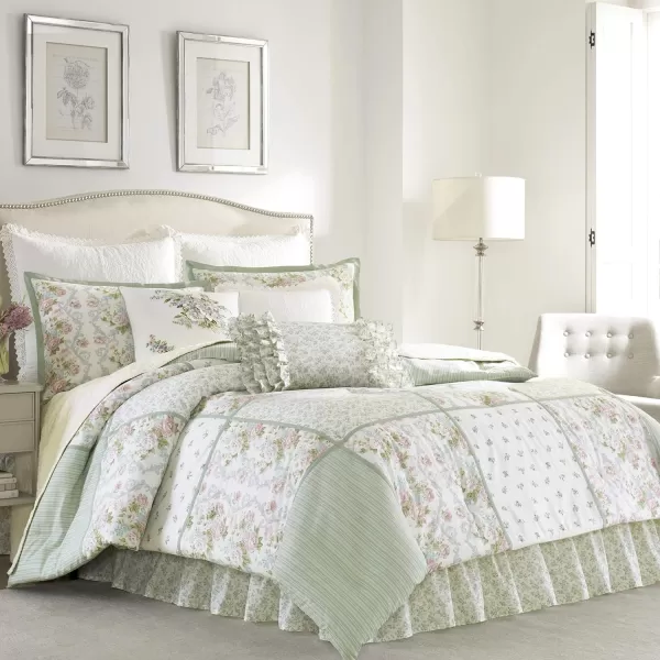 Laura Ashley - Full Comforter Set, Reversible Cotton Bedding with Matching Shams &amp; Bedskirt, Stylish Home Decor for All Seasons 