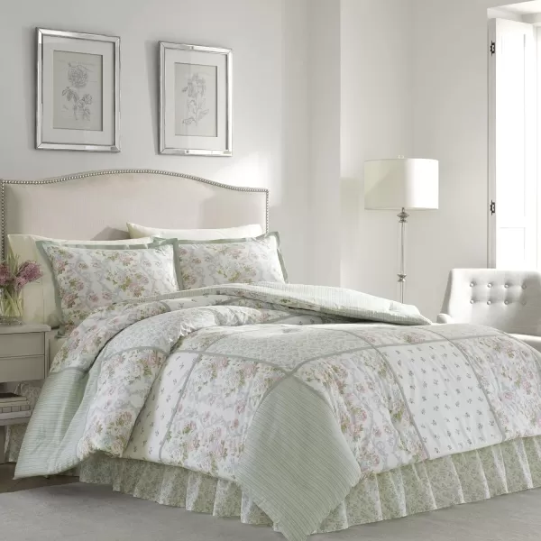 Laura Ashley - Full Comforter Set, Reversible Cotton Bedding with Matching Shams &amp; Bedskirt, Stylish Home Decor for All Seasons 