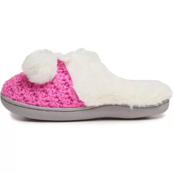 Laura Ashley Girl's Box/Close/Diamond Stitch Knit Clog Slippers with Pom Poms