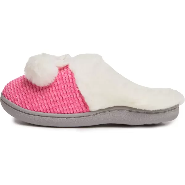 Laura Ashley Girl's Box/Close/Diamond Stitch Knit Clog Slippers with Pom Poms