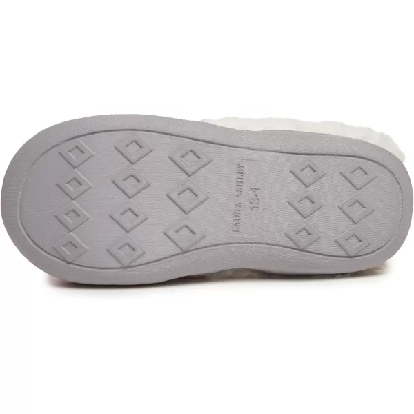 Laura Ashley Girl's Box/Close/Diamond Stitch Knit Clog Slippers with Pom Poms