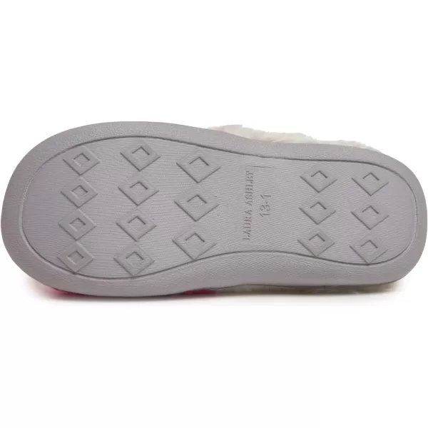 Laura Ashley Girl's Box/Close/Diamond Stitch Knit Clog Slippers with Pom Poms