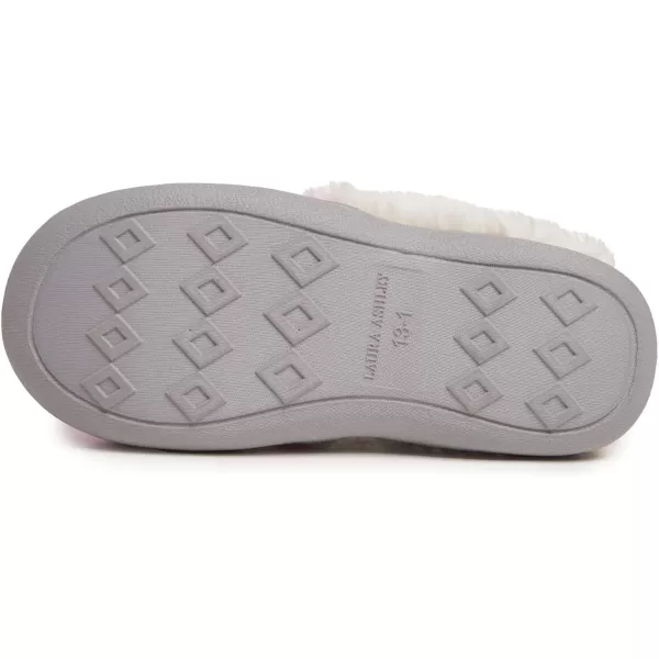 Laura Ashley Girl's Box/Close/Diamond Stitch Knit Clog Slippers with Pom Poms
