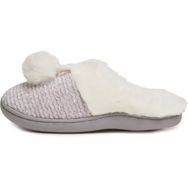 Laura Ashley Girl's Box/Close/Diamond Stitch Knit Clog Slippers with Pom Poms