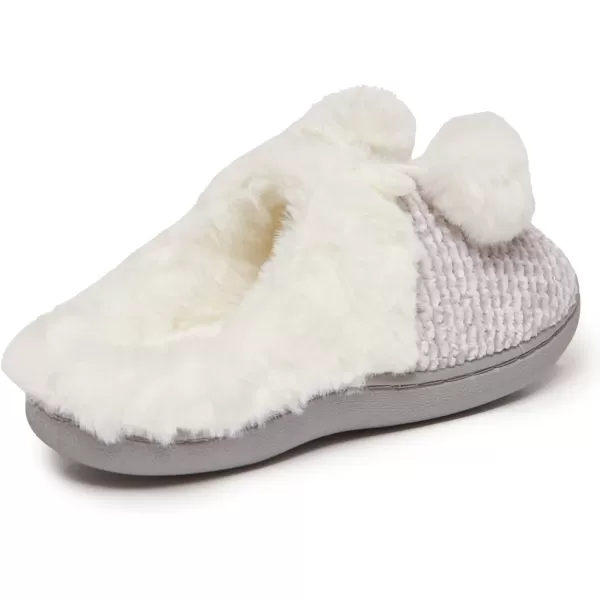 Laura Ashley Girl's Box/Close/Diamond Stitch Knit Clog Slippers with Pom Poms
