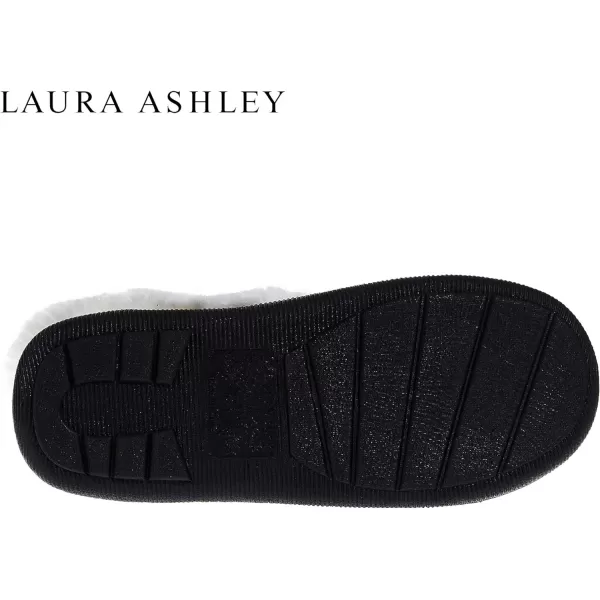 Laura Ashley Girl's Box/Close/Diamond Stitch Knit Clog Slippers with Pom Poms