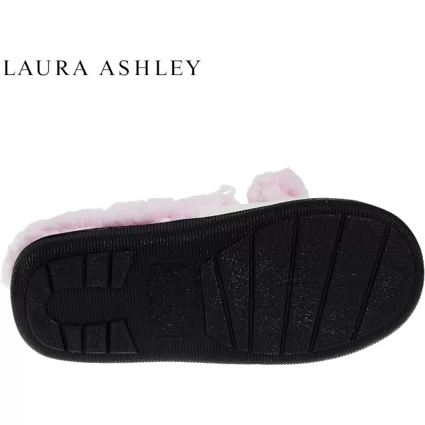 Laura Ashley Girl's Box/Close/Diamond Stitch Knit Clog Slippers with Pom Poms