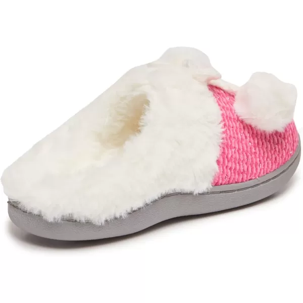 Laura Ashley Girl's Box/Close/Diamond Stitch Knit Clog Slippers with Pom Poms