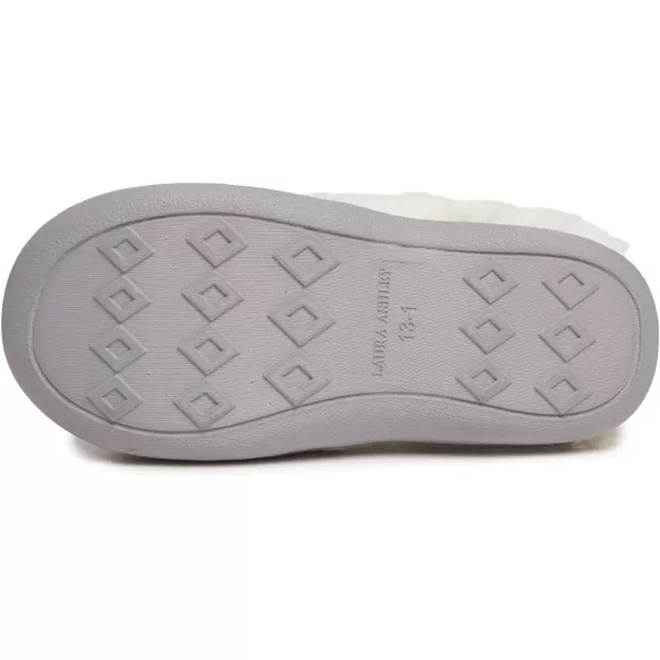 Laura Ashley Girl's Box/Close/Diamond Stitch Knit Clog Slippers with Pom Poms