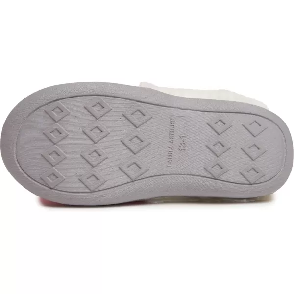 Laura Ashley Girl's Box/Close/Diamond Stitch Knit Clog Slippers with Pom Poms