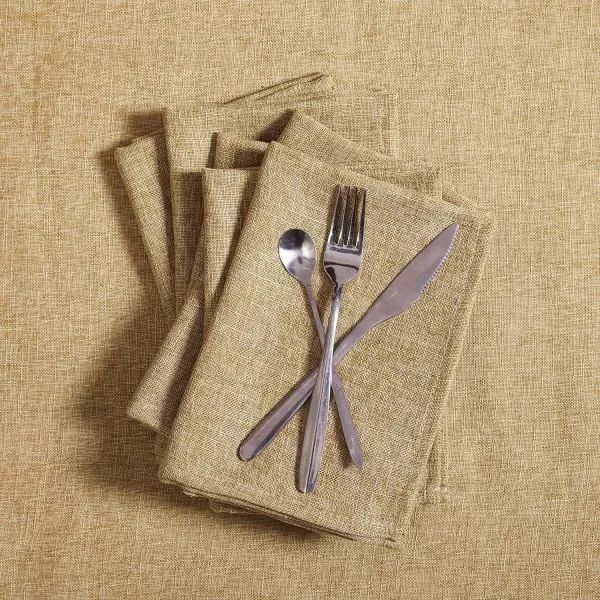 Laura Ashley Harper Luxuriously Smooth Fabric Napkins for Formal or Casual Dining, Holiday, Banquet, Wedding or Party, Set of 6 Napkins, Gold