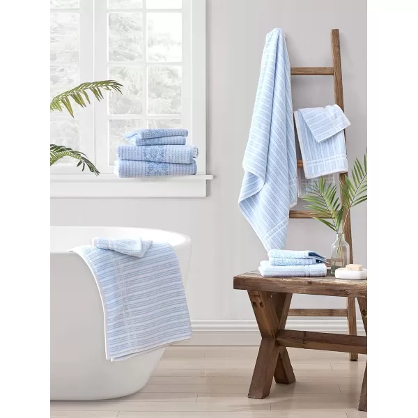 Laura Ashley Home 6pc Towel Set 100% Terry Cotton, Oeko-Tex Certified, Super Soft &amp; Absorbant, Medium-Weight, 6 Piece, Forever Eyelet