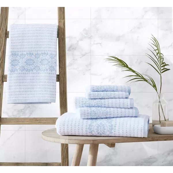 Laura Ashley Home 6pc Towel Set 100% Terry Cotton, Oeko-Tex Certified, Super Soft &amp; Absorbant, Medium-Weight, 6 Piece, Forever Eyelet