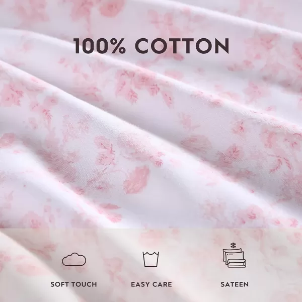 Laura Ashley Home - Full Sheets, Soft Sateen Cotton Bedding Set - Sleek, Smooth, &amp; Breathable Home Decor,Blossoming Blue
