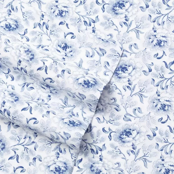 Laura Ashley Home - Full Sheets, Soft Sateen Cotton Bedding Set - Sleek, Smooth, &amp; Breathable Home Decor,Blossoming Blue