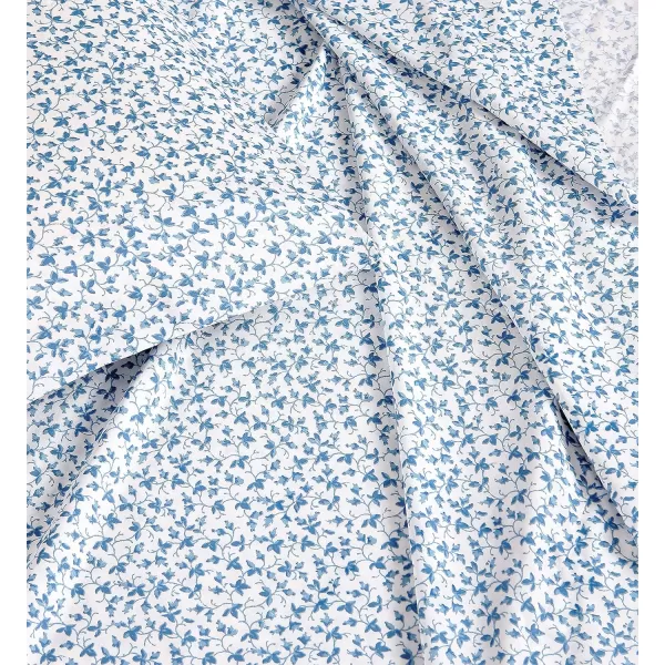 Laura Ashley Home - Full Sheets, Soft Sateen Cotton Bedding Set - Sleek, Smooth, &amp; Breathable Home Decor,Blossoming Blue