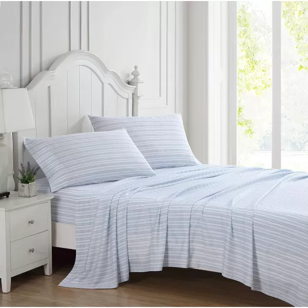 Laura Ashley Home - Full Sheets, Soft Sateen Cotton Bedding Set - Sleek, Smooth, &amp; Breathable Home Decor,Blossoming Blue