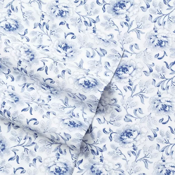 Laura Ashley Home - Full Sheets, Soft Sateen Cotton Bedding Set - Sleek, Smooth, &amp; Breathable Home Decor,Blossoming Blue