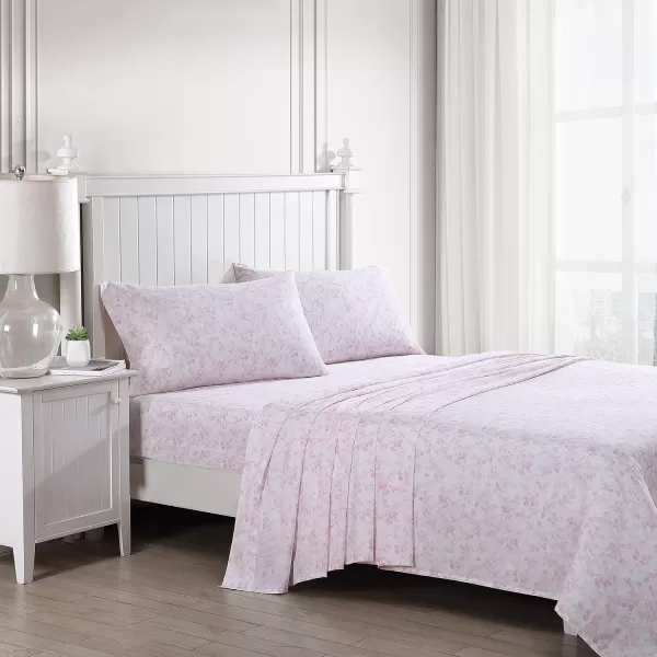 Laura Ashley Home - Full Sheets, Soft Sateen Cotton Bedding Set - Sleek, Smooth, &amp; Breathable Home Decor,Blossoming Blue