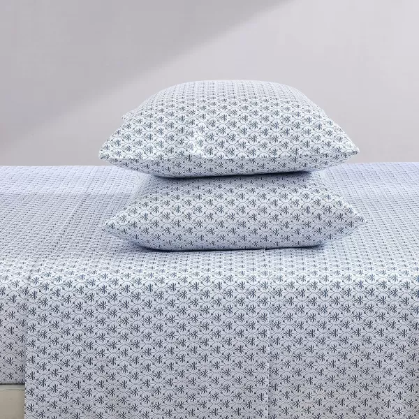 Laura Ashley Home - Full Sheets, Soft Sateen Cotton Bedding Set - Sleek, Smooth, &amp; Breathable Home Decor,Blossoming Blue