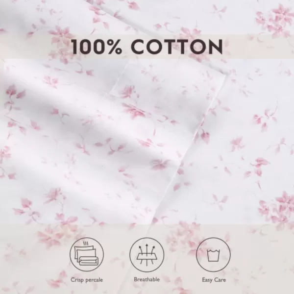 Laura Ashley Home - Full Sheets, Soft Sateen Cotton Bedding Set - Sleek, Smooth, &amp; Breathable Home Decor,Blossoming Blue
