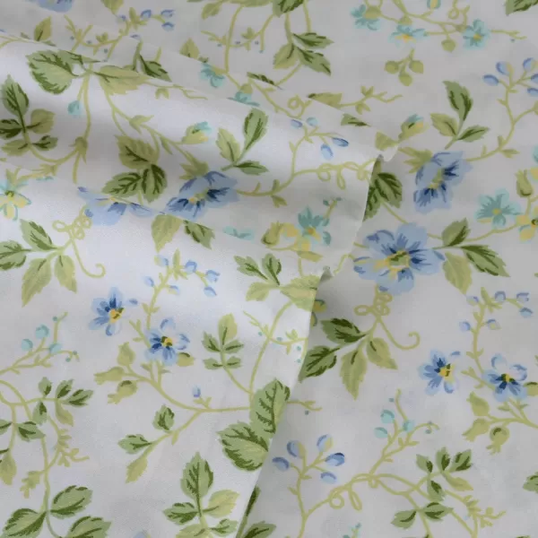 Laura Ashley Home - Full Sheets, Soft Sateen Cotton Bedding Set - Sleek, Smooth, &amp; Breathable Home Decor,Blossoming Blue