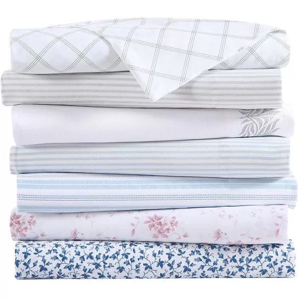 Laura Ashley Home - Full Sheets, Soft Sateen Cotton Bedding Set - Sleek, Smooth, &amp; Breathable Home Decor,Blossoming Blue