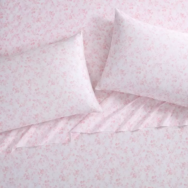 Laura Ashley Home - Full Sheets, Soft Sateen Cotton Bedding Set - Sleek, Smooth, &amp; Breathable Home Decor,Blossoming Blue