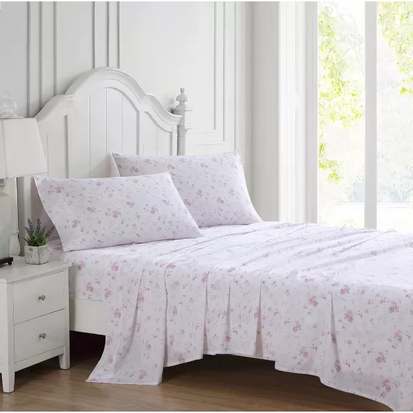 Laura Ashley Home - Full Sheets, Soft Sateen Cotton Bedding Set - Sleek, Smooth, &amp; Breathable Home Decor,Blossoming Blue