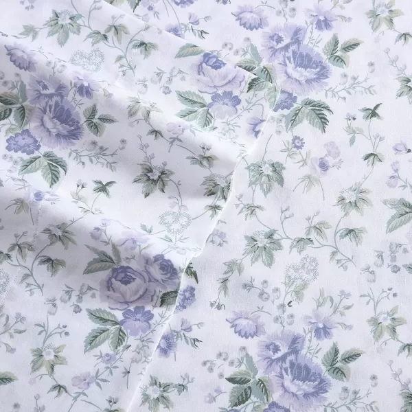 Laura Ashley Home - Full Sheets, Soft Sateen Cotton Bedding Set - Sleek, Smooth, &amp; Breathable Home Decor,Blossoming Blue
