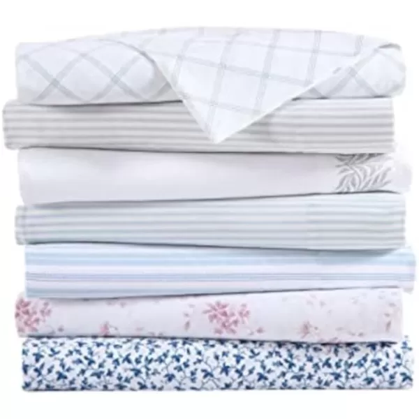 Laura Ashley Home - Full Sheets, Soft Sateen Cotton Bedding Set - Sleek, Smooth, &amp; Breathable Home Decor,Blossoming Blue