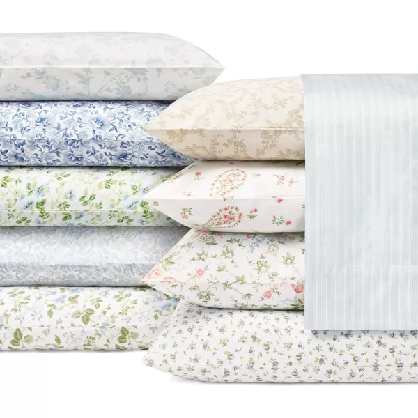 Laura Ashley Home - Full Sheets, Soft Sateen Cotton Bedding Set - Sleek, Smooth, &amp; Breathable Home Decor,Blossoming Blue