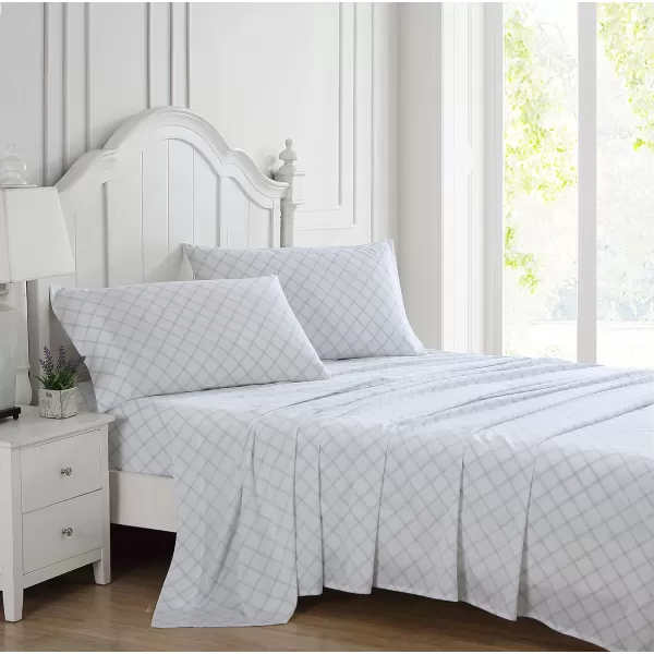 Laura Ashley Home - Full Sheets, Soft Sateen Cotton Bedding Set - Sleek, Smooth, &amp; Breathable Home Decor,Blossoming Blue