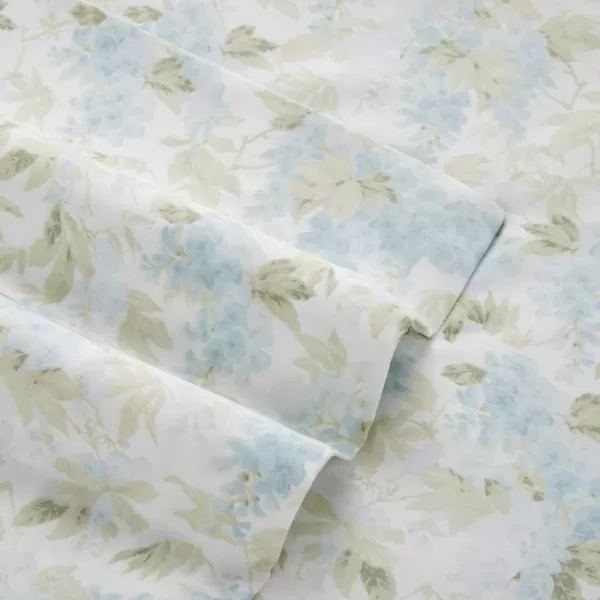 Laura Ashley Home - Full Sheets, Soft Sateen Cotton Bedding Set - Sleek, Smooth, &amp; Breathable Home Decor,Blossoming Blue