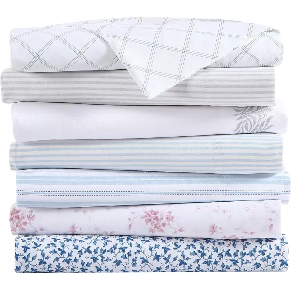 Laura Ashley Home - Full Sheets, Soft Sateen Cotton Bedding Set - Sleek, Smooth, &amp; Breathable Home Decor,Blossoming Blue