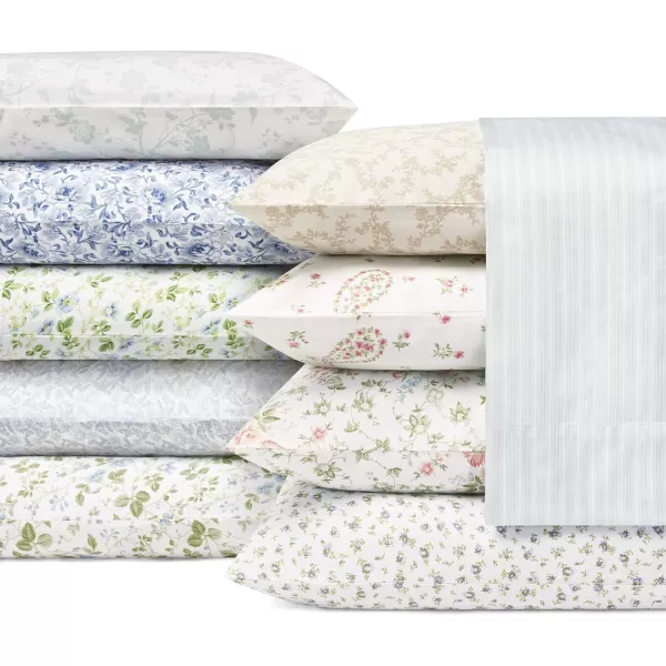 Laura Ashley Home - Full Sheets, Soft Sateen Cotton Bedding Set - Sleek, Smooth, &amp; Breathable Home Decor,Blossoming Blue