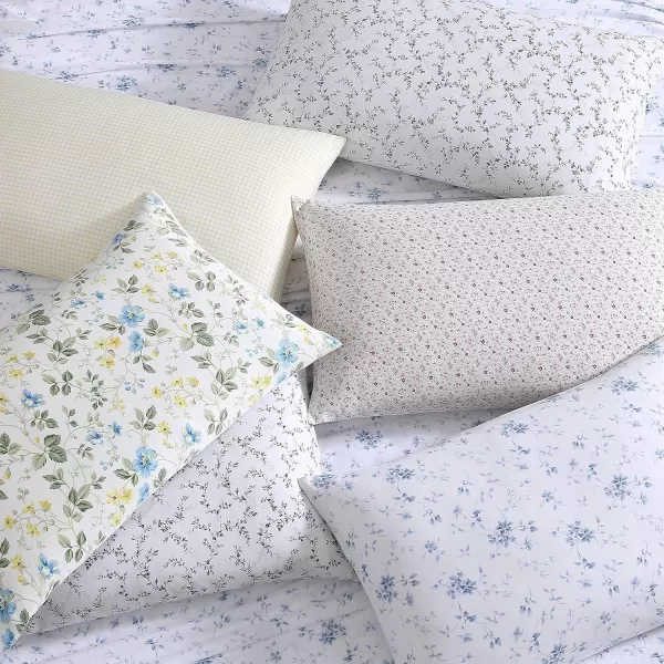 Laura Ashley Home - Full Sheets, Soft Sateen Cotton Bedding Set - Sleek, Smooth, &amp; Breathable Home Decor,Blossoming Blue
