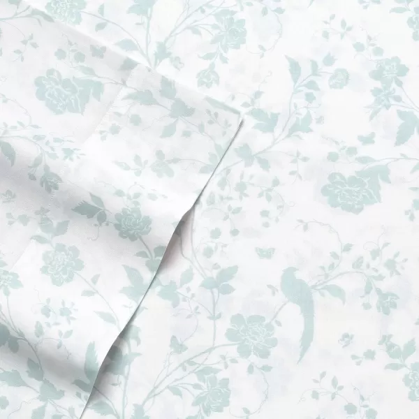Laura Ashley Home - Full Sheets, Soft Sateen Cotton Bedding Set - Sleek, Smooth, &amp; Breathable Home Decor,Blossoming Blue