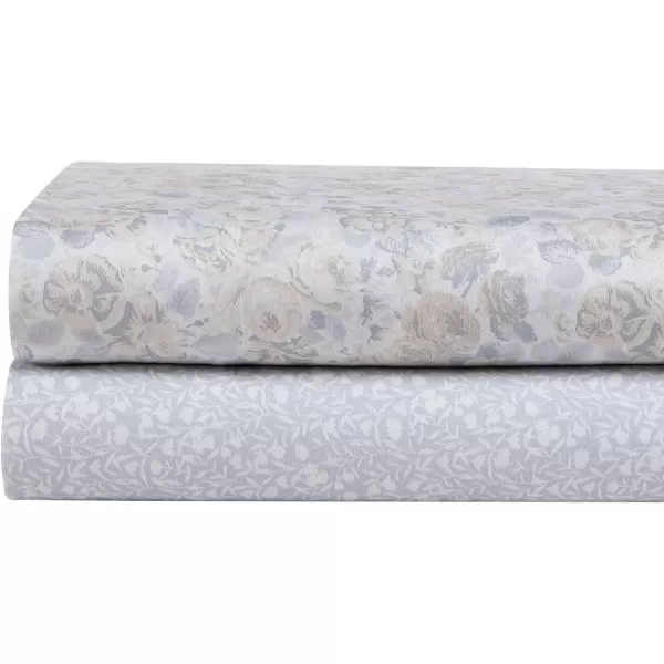 Laura Ashley Home - Full Sheets, Soft Sateen Cotton Bedding Set - Sleek, Smooth, &amp; Breathable Home Decor,Blossoming Blue
