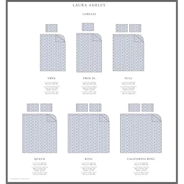 Laura Ashley Home - Full Sheets, Soft Sateen Cotton Bedding Set - Sleek, Smooth, &amp; Breathable Home Decor,Blossoming Blue