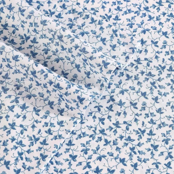 Laura Ashley Home - Full Sheets, Soft Sateen Cotton Bedding Set - Sleek, Smooth, &amp; Breathable Home Decor,Blossoming Blue